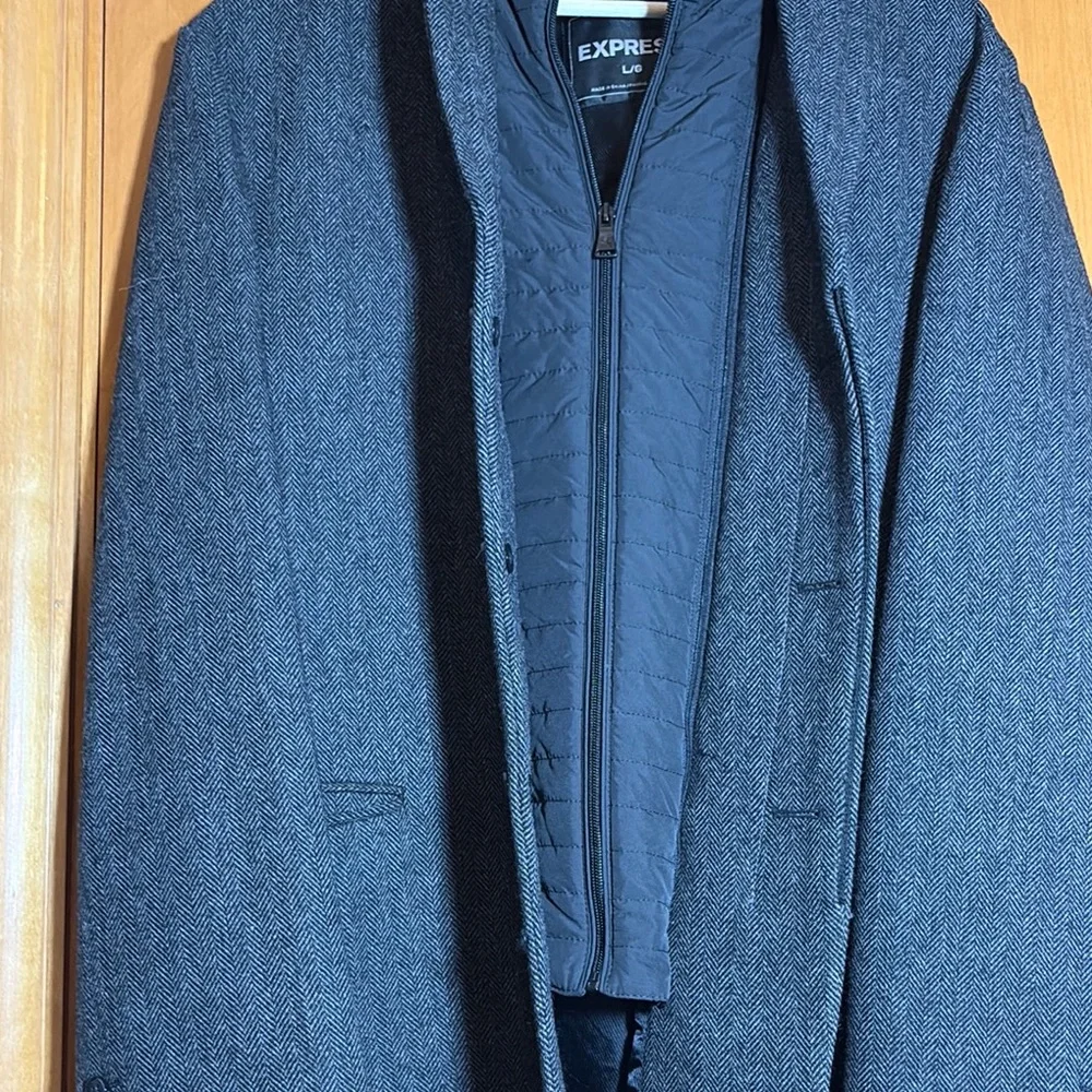 Express Men's Dark grey Coat size large - Picture 3 of 11